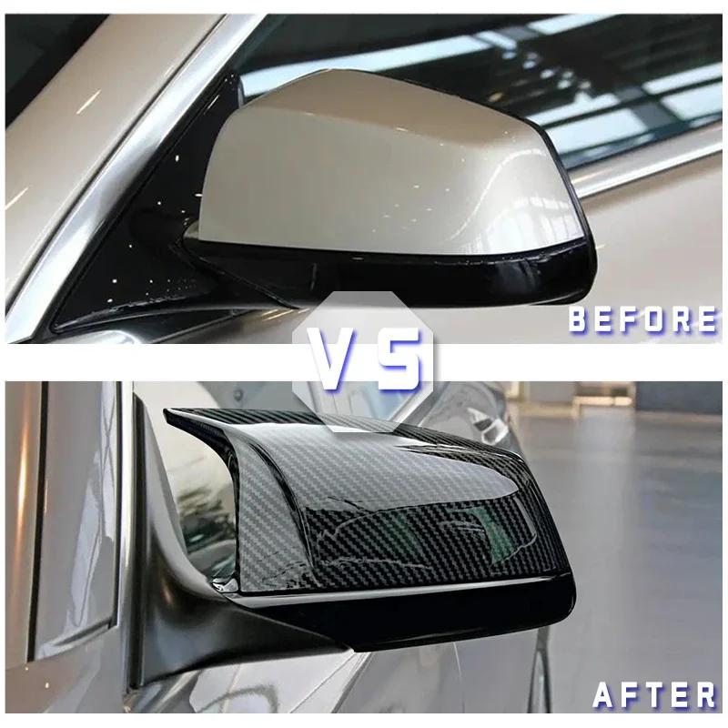 Side Wing Rearview Mirror Cover Cap For BMW 5 6 7 Series E60 E61 E63 E64 F01 F02-F04 F06 F07 F10 F11 F12 F13 Carbon Fiber Black