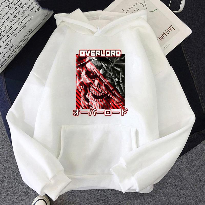 2026 Overlord IV Momonga Print Gothic Punk Casual Men's Japanese Anime Cartoon Pattern Hoodie Long Sleeve Autumn