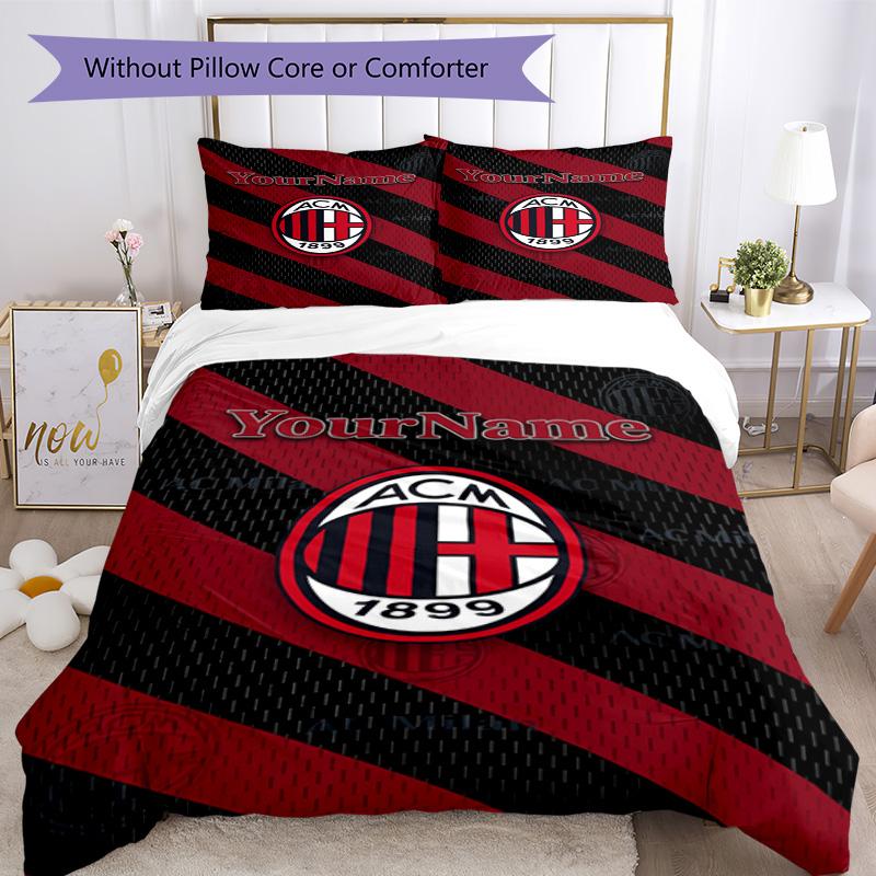 Ac Milan Personalizza il tuo nome Set Biancheria da Letto Copripiumino Traspirante con Federe Decorazione per la Casa Regalo di Compleanno