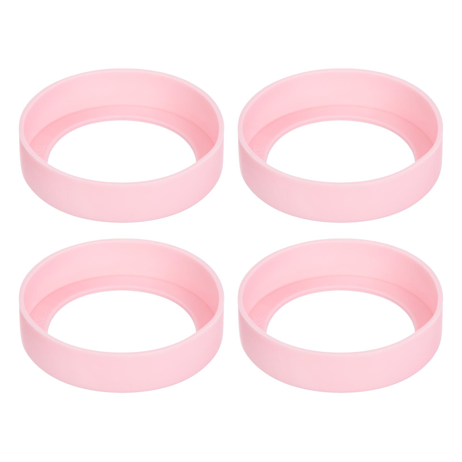 

4 шт. Чехол-подставка для бутылки с водой, Защитный силиконовый чехол-подставка, Нескользящая нижняя крышка-бампер для бутылок с водой, кружек, тамблеров (80мм) роза розовый