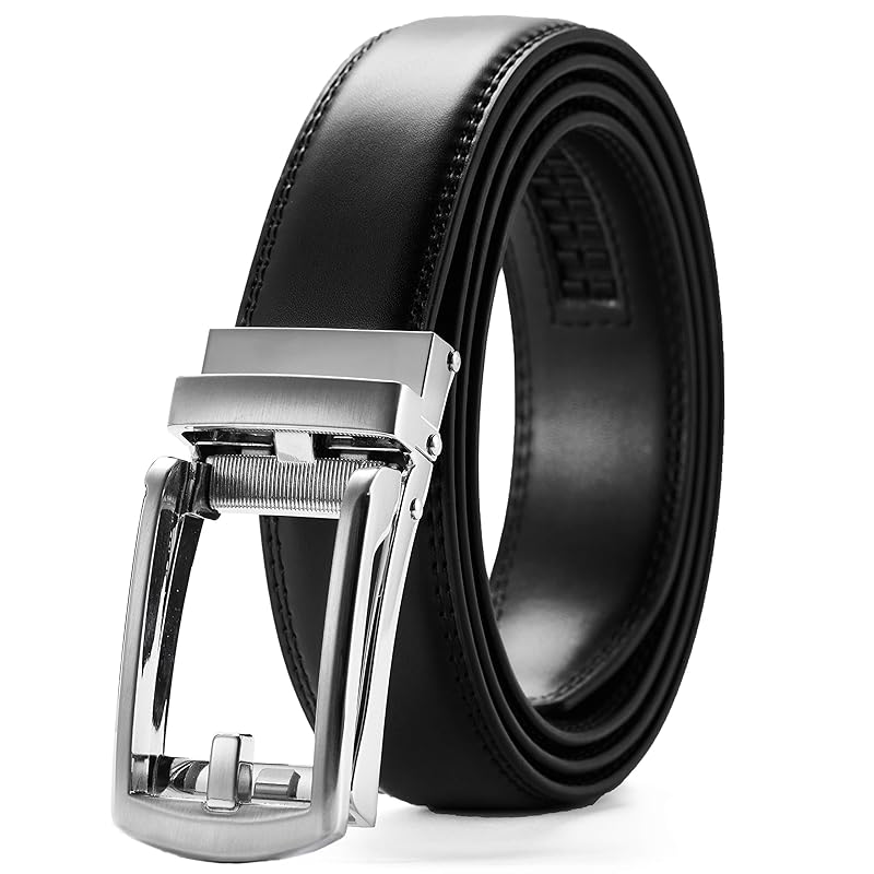 

[CHAOREN] suit belt men s leather Auto lock type 3cm narrow width adjustable comfort click gentleman belt large size business casual With box