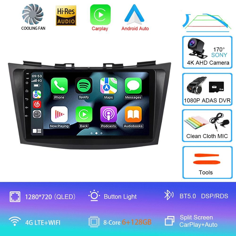Android 14 For Suzuki Swift 2011-2015 2 Din BT DSP RDS Car Radio Stereo Multimedia Video Player GPS Navigaion Carplay Auto WIFI