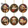 Acrylic Santa Hanging Ornaments 6 Pcs Christmas Pearl Art Ornaments, 2D Flat Holiday Tree Pendant, Effect Decoration for Home Wall Door Window