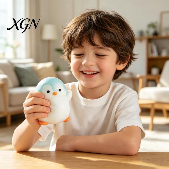 Bright Color Squeeze Toy with Cuet Penguin Shape Fidget Stress Relief TPR Material Sensory Soft Figure for Kids Teens Adults Cute Animal