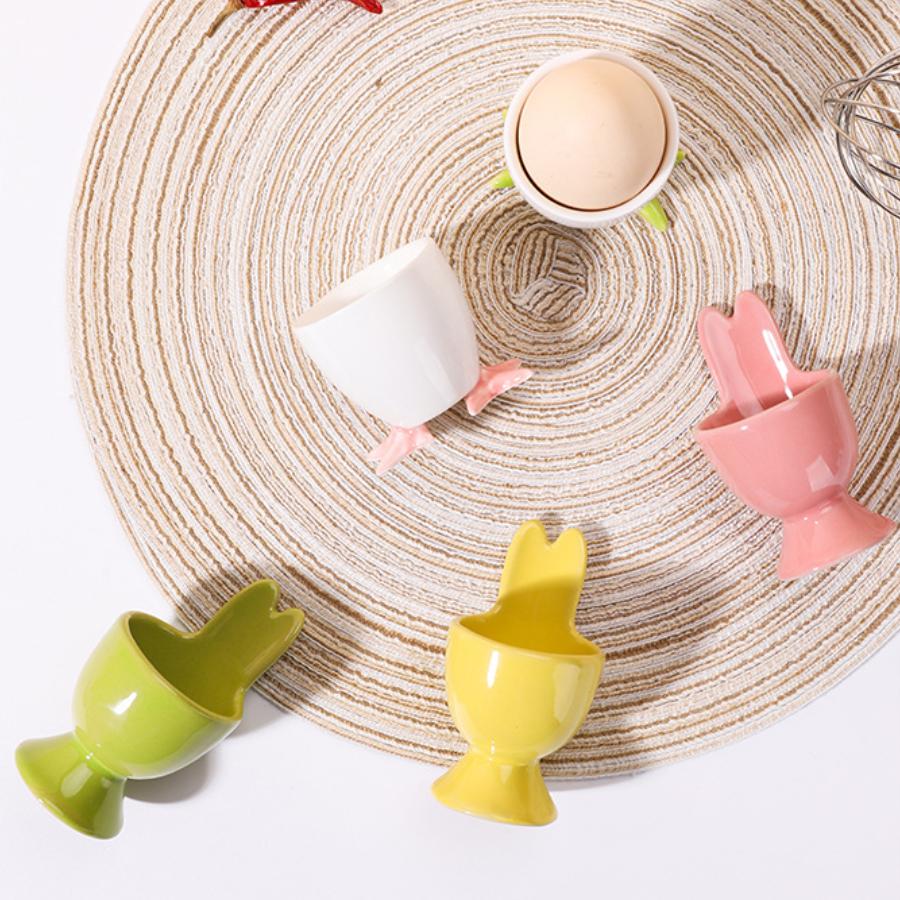 Easter Egg Cup Holder Ceramics Boiled Egg Cup Stand Rack Creative Eggs Holder Small Beer Wine Cup Breakfast Dessert Cooking Tool