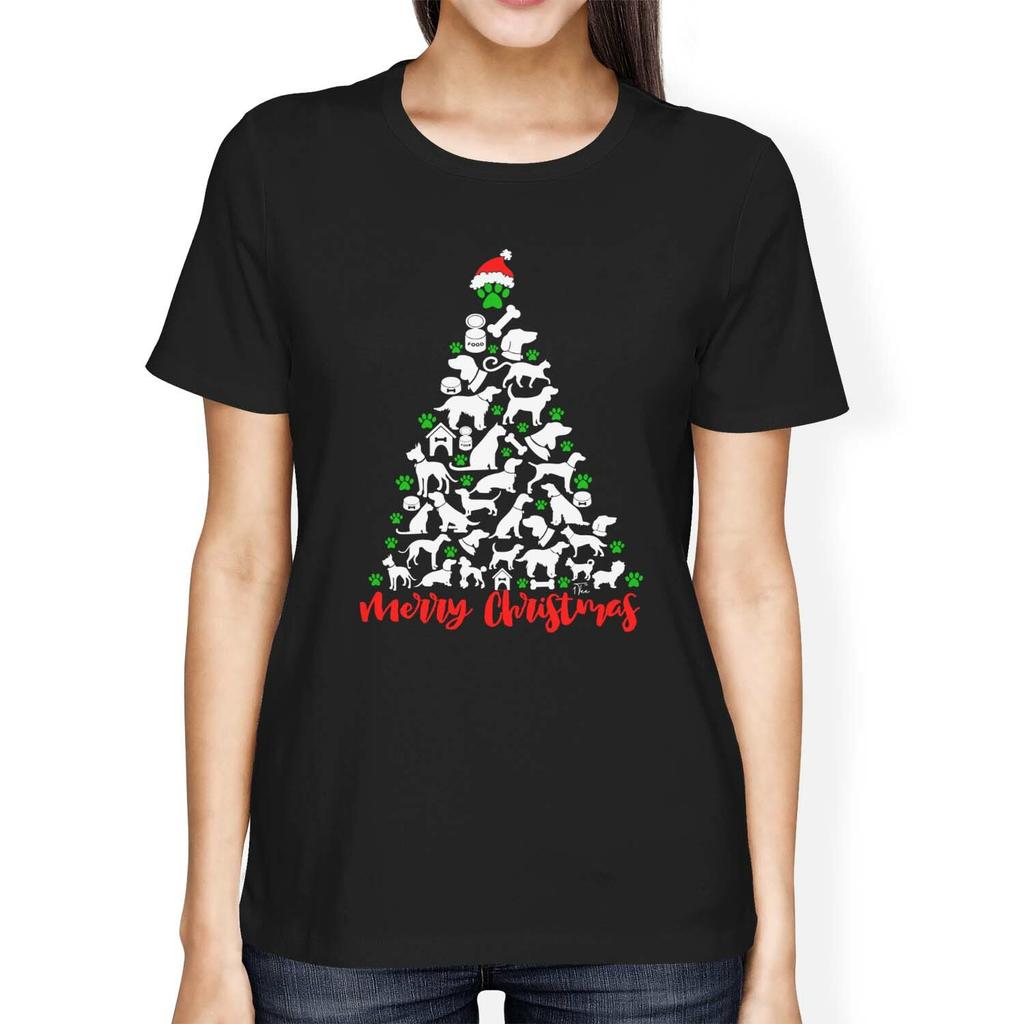 1Tee Womens Loose Fit Dog Tree Christmas Tree Made of Dogs T-Shirt