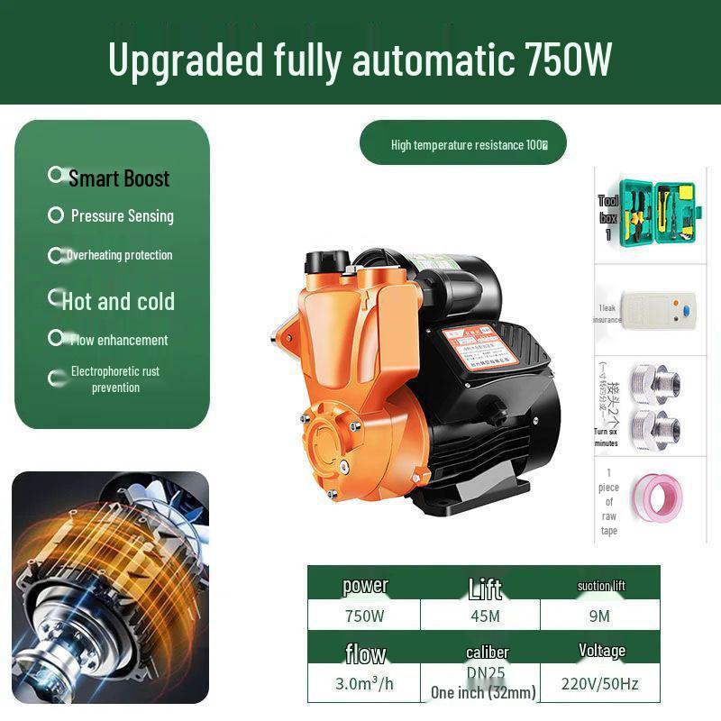 220V Silent Automatic Self-Priming Booster Pump for Water Systems