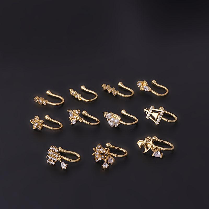 New Micro-paved Zircon Fake Nose Ring Clip - No Piercing Fashion Jewelry