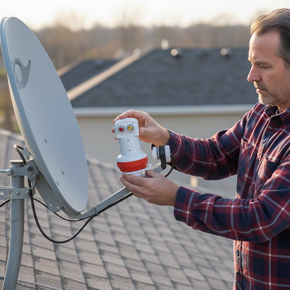 Convertor coborâtor cu ieșire dublă Banda KU Ieșire dublă LNB 9.75/10.60GHz, 0.2dB Zgomot redus Receptor TV prin satelit LNB 1 buc.