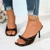 Fashion 2025 Summer Open Toe Women's Slippers Fashion Leopard Print Dress Outdoor Best Seller New Butterfly-knot Plus Size High Heels
