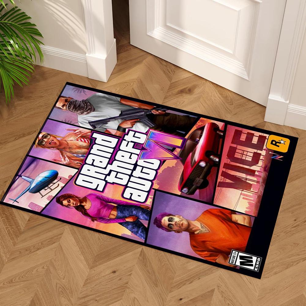 Grand Theft Auto Area Rug Design for Entryway Game Room Bedrooms Hallway Antislip Carpet Anime Office Decor Gift for Festivals