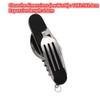 4 In 1 Tablespoon Set Foldable Spoon Knife Fork Bottle Opener Outdoor Tableware Set Stainless Steel Folding Pocket Kits