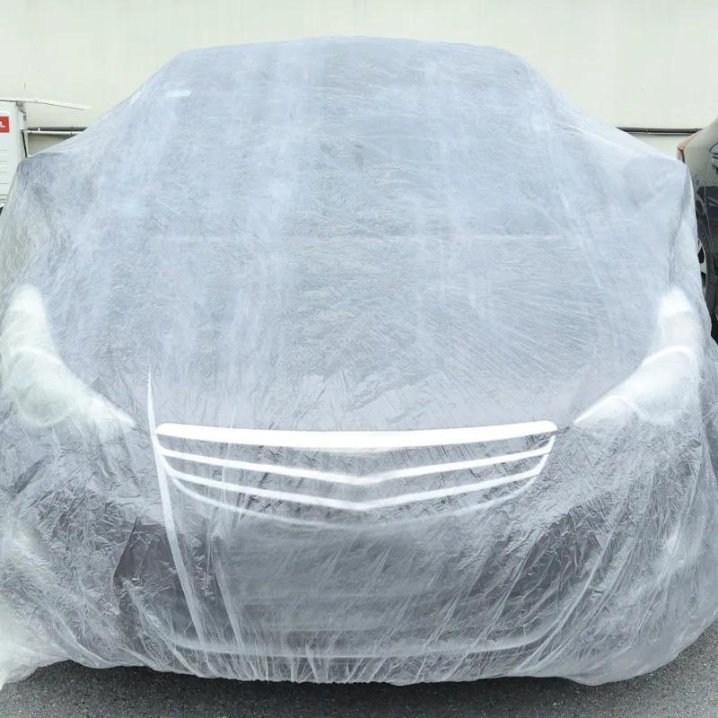 Disposable Car Cover Plastic Car Clothing Universal Rain Dust Garage Full Cover Transparent Dust Rain Protection Clothing