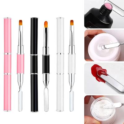 2Pcs  Gel Brush & Picker 2 In 1 Design Nail Brush And Spatula Gel Nail Brush Tool For Acrylic Nails Extension Gel