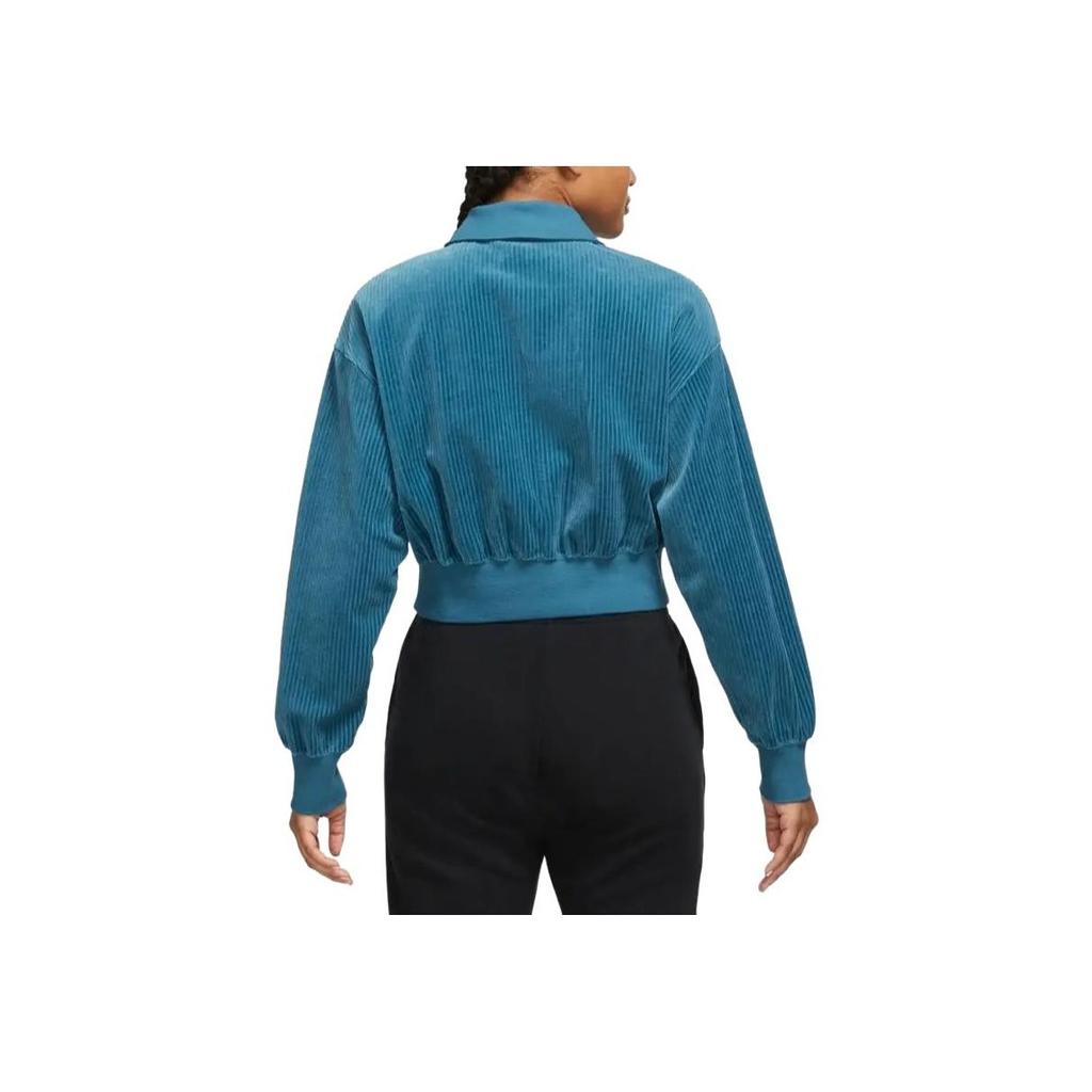 Nike Sportswear Solid Color Short Sleeve Polo Sweatshirt Women sweatshirt Blue DQ5939-457