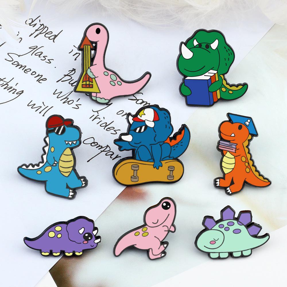 Adorable Kawaii Dinosaur Cartoon Brooch: Soft Animal Badge, Student Bag Pendant Ornament