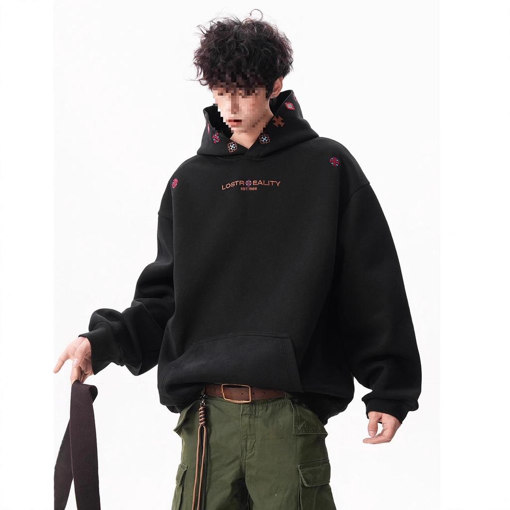 Unisex Heavyweight Embroidered Ethnic Hoodie - Autumn Street Style Long Sleeve