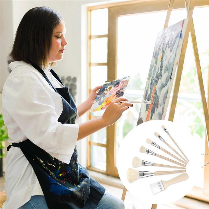 A60Z7 Piece Acrylic Painting Mop Brush Set, Acrylic Paint Brush Set For Acrylic Watercolor Oil Painting Wall Paintingmay