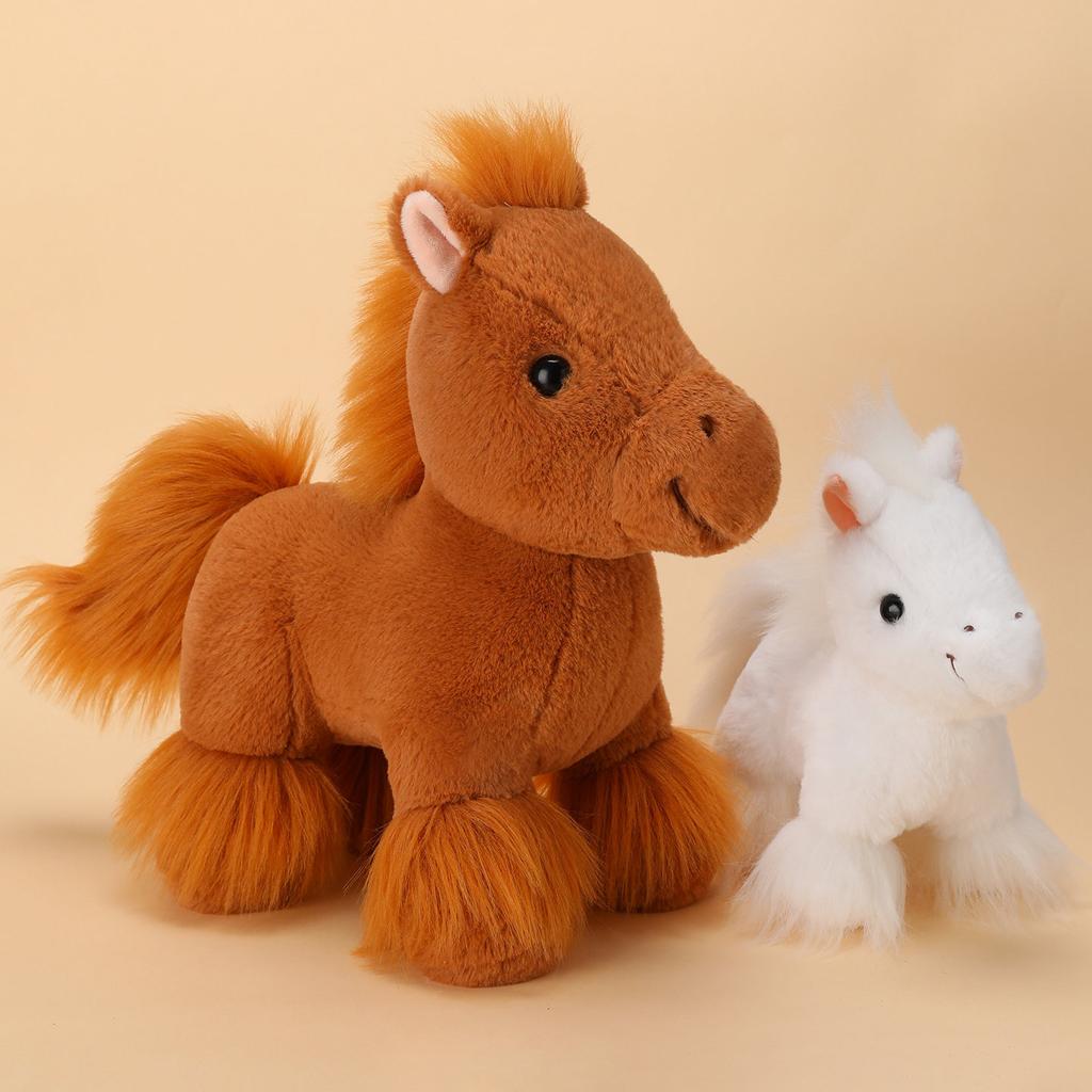 Simulation pony doll plush toy little white horse zodiac horse doll children accompany soothing doll