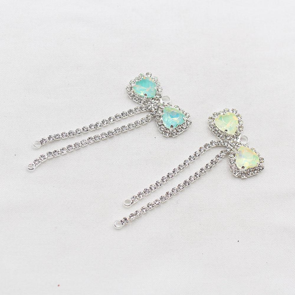 2 Pieces of 26 * 59mm Silver Shiny Flat Bow Tassel Mocha Pendant DIY Hair Accessories, Earrings, Clothing, Wedding Decoration