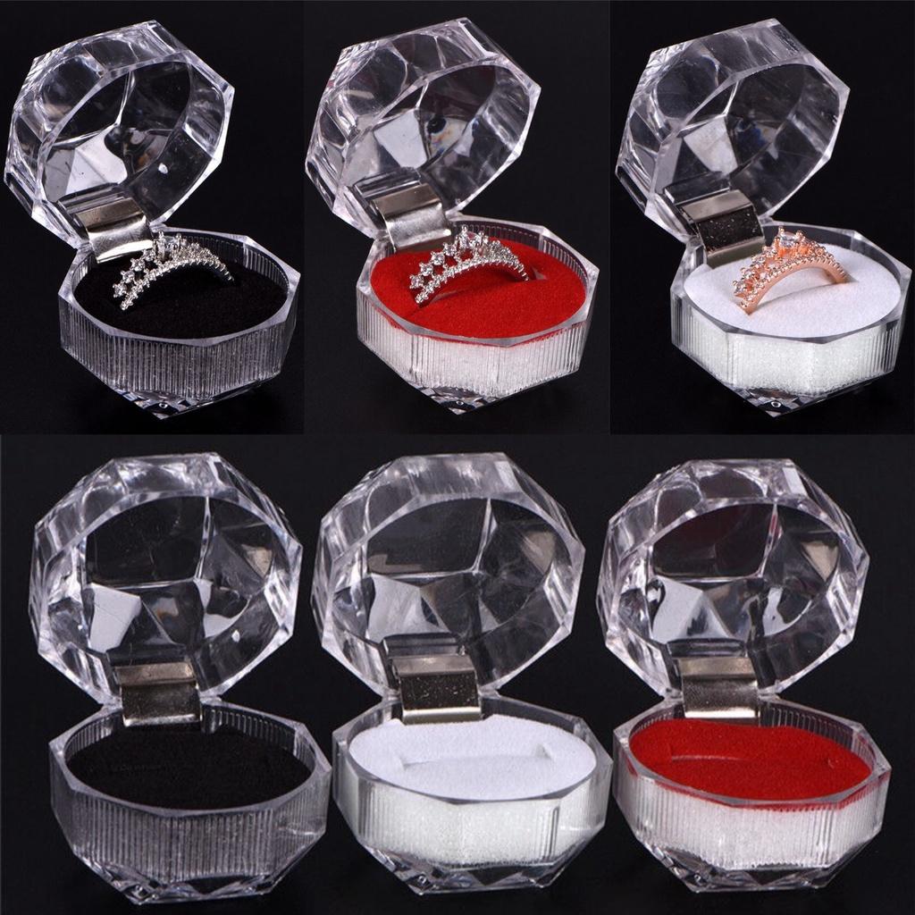 Durable Acrylic Small Octagonal Transparent Crystal Ring Box Jewelry Storage Box For Rings Earrings And Accessories