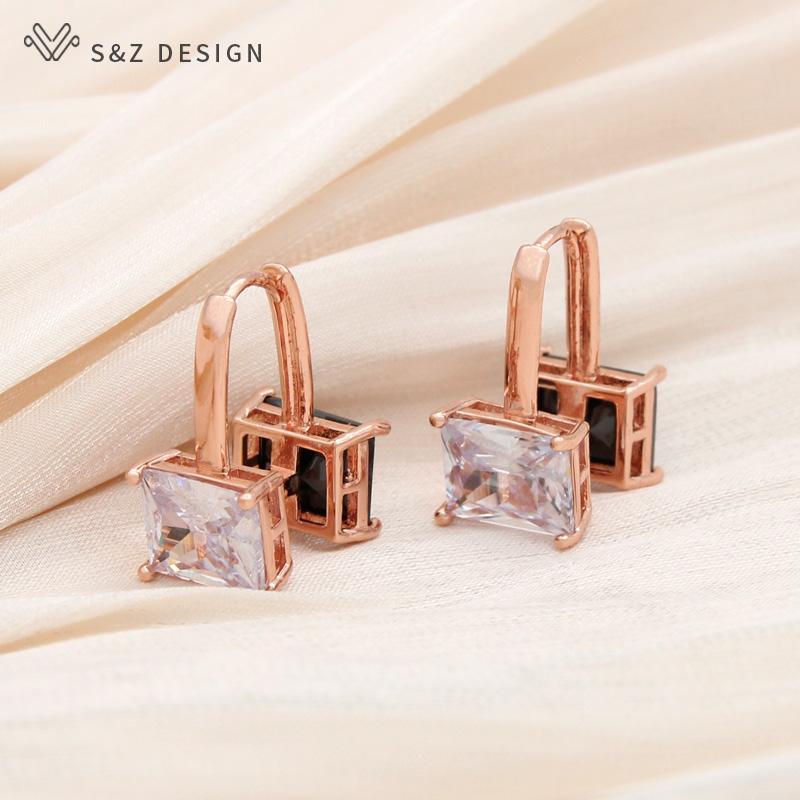 

Модные двухсторонние прямоугольные серьги-капли с кубическим цирконием для женщин, свадебные элегантные модные ювелирные изделия, подарок