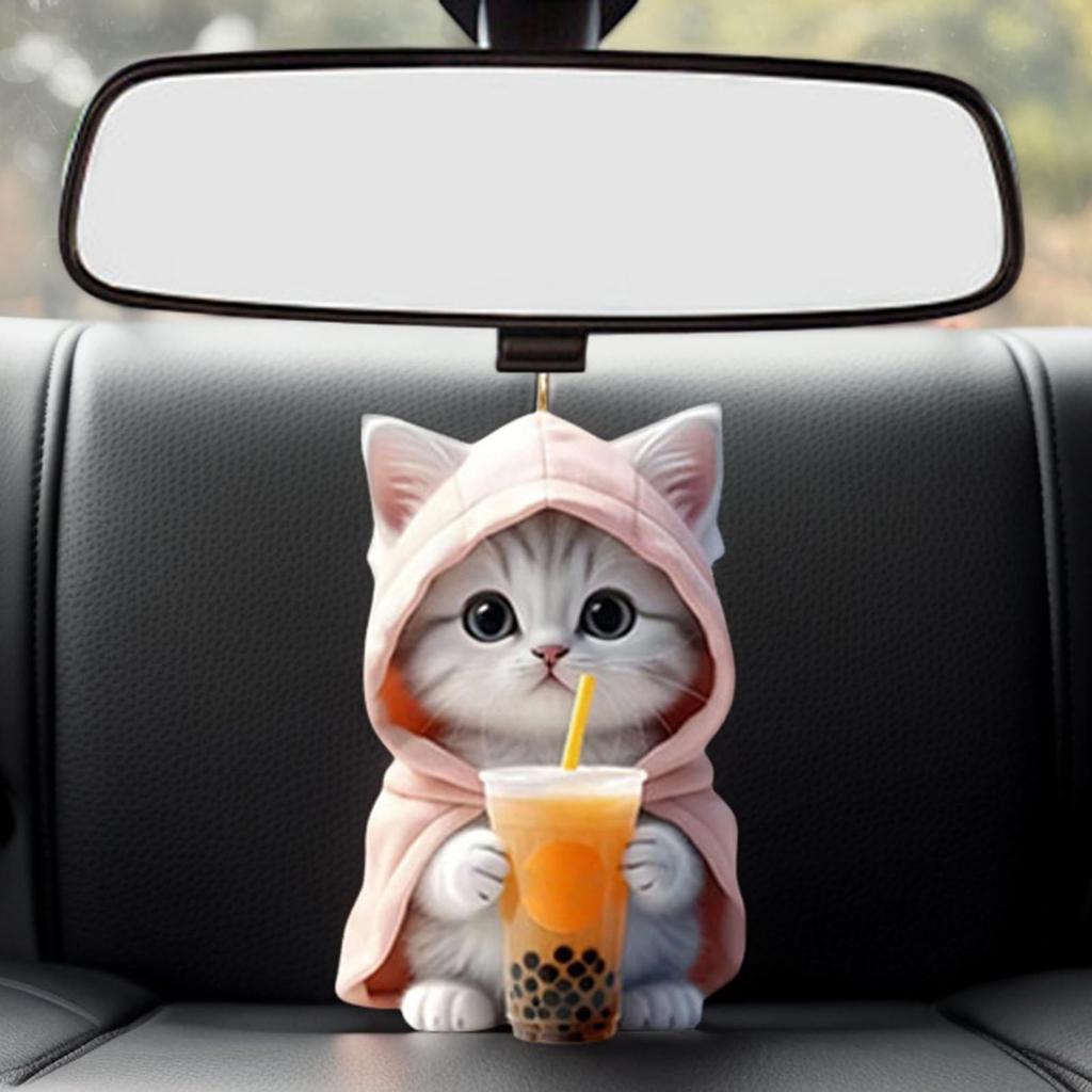 Ozdoba Dekoracyjna do Samochodu - Uroczy Wiszący Kot Akrylowa Zawieszka Zwierzęca | Mały Kociak