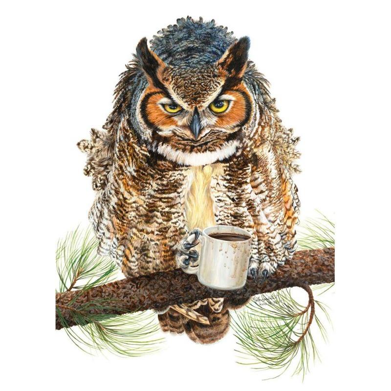 Funny Animal, Tiger, Owl, Dog, Cat Drinking Coffee, Poster, Canvas, Painting, Lama, Latte, Coffee, Art Painting for Decoration Cafe