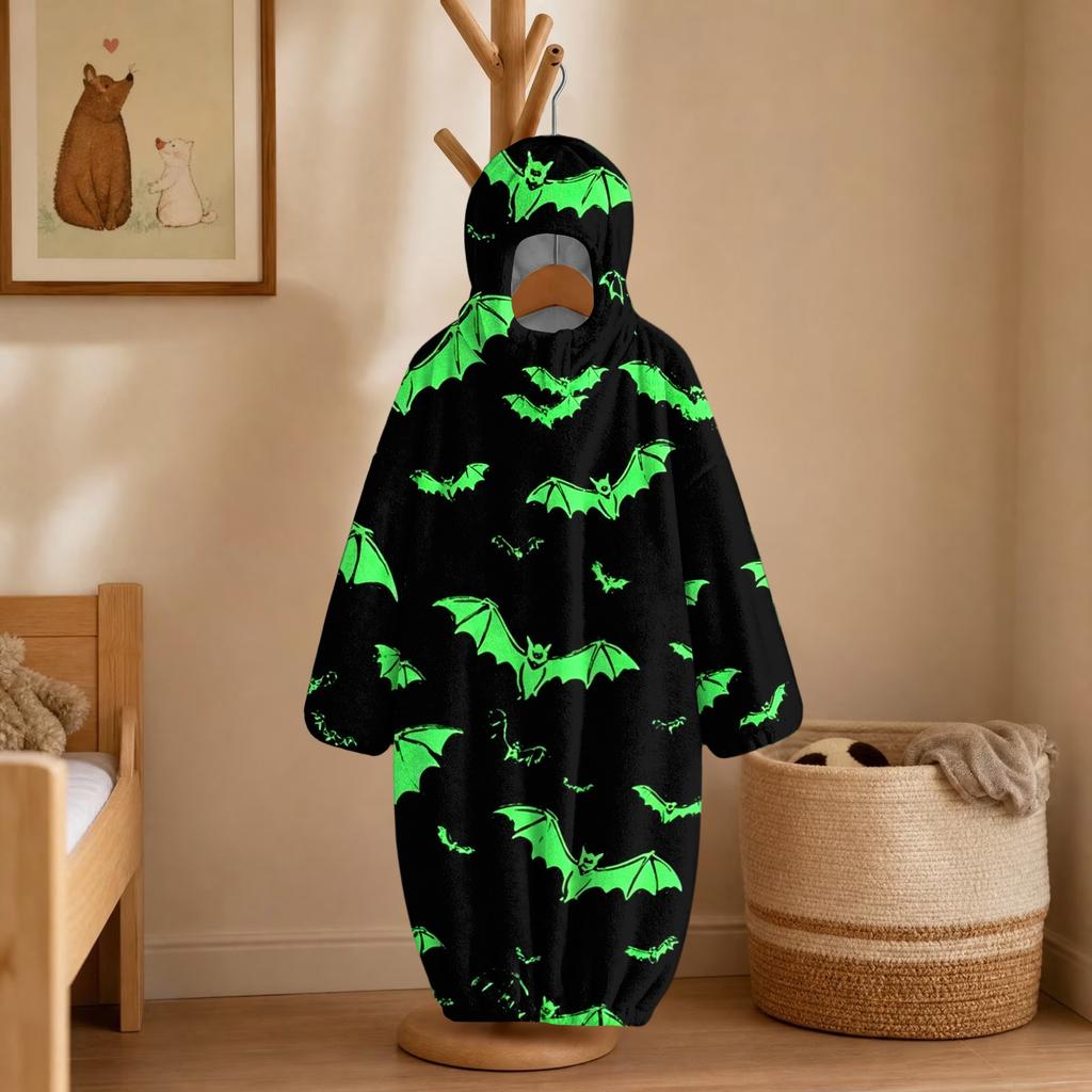 Kids Halloween Printed Flannel Romper Pajama Set for Fun Holiday Sleepwear