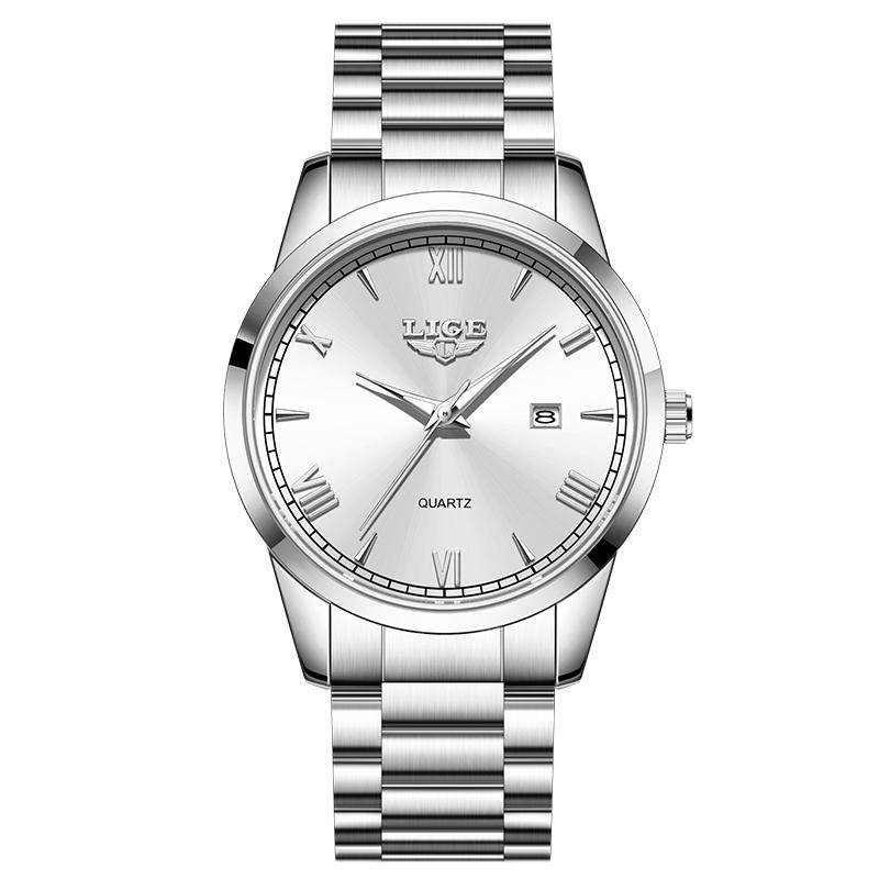 LIGE Original Fashion Watch Man Waterproof Luminous Date Men Watch Stainless Steel Quartz Business Men's Watches