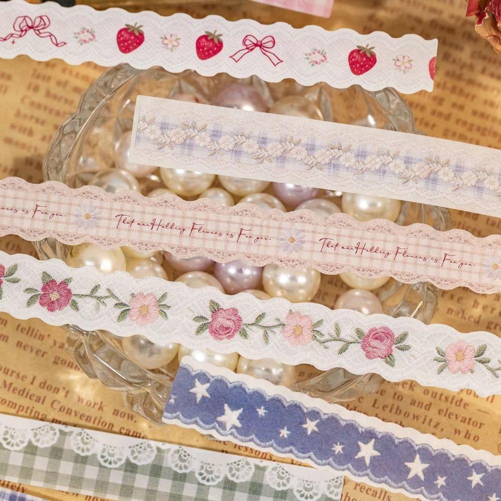 40sheets1pack Kawaii Scrapbook Stickers Lace Post Office DIY Decoration Lace Trim Stickers Self-adhesive Retro