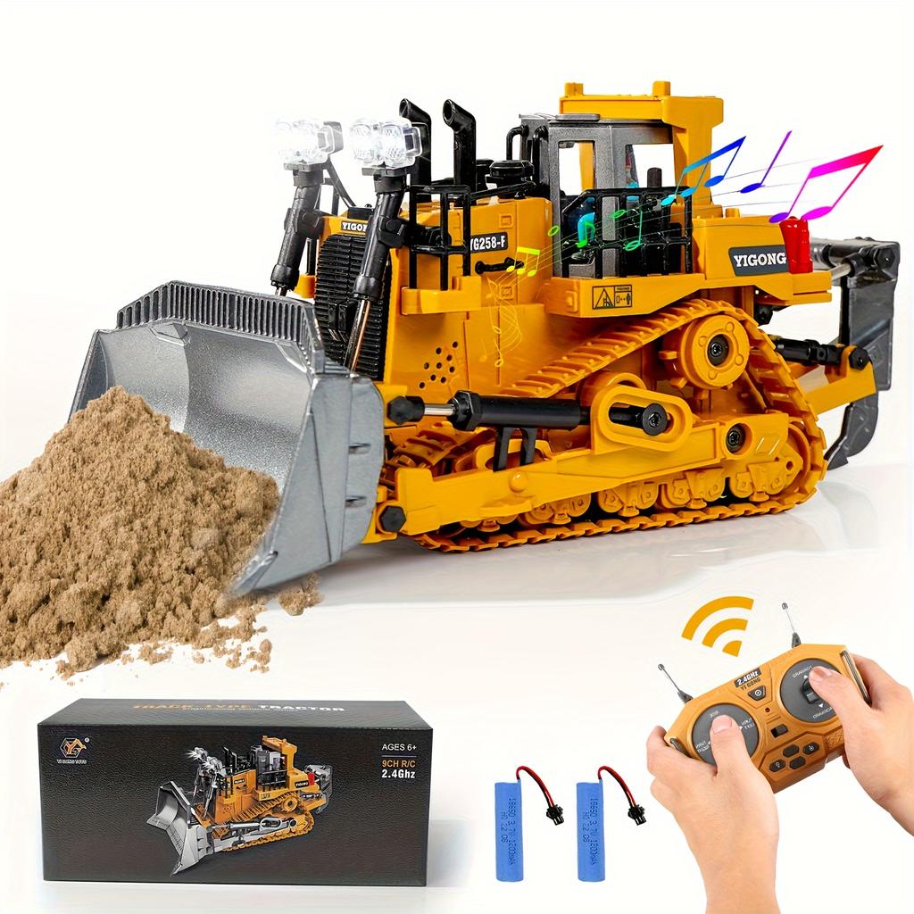 Remote Control Excavator Toy, Construction Toy with Metal Shovel, Light, Various Analog Sound Effects, 2.4GHz 680 Degree Rotation, 1:18 Car Toy Gift