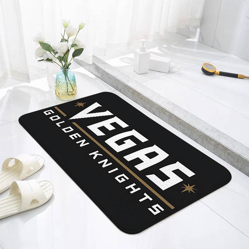 A-Hockey-Vegas-Golden Knights Emblem Floor Mats Living Room Decor Lounge Area Anti-slip Foot Mat Entrance Doormat