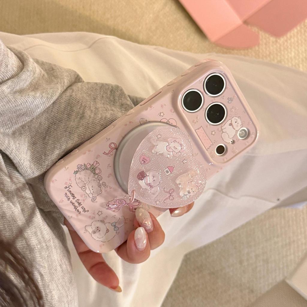 3D Cartoon Kitten Phone Case with Stand for iPhone 16, iPhone 17, and iPhone 17 Pro Max