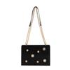 Women's Dark Green Velvet Crossbody Bag, Sunburst Stud Square Shoulder Bag with Gold Chain Strap