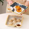 Ceramic Dumpling and Sushi Plate with Sauce Dish