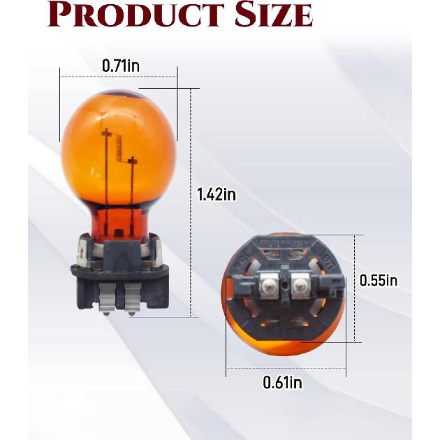 2Pcs PWY24W 12174NA Turn Signal Bulb,Daytime Running Light Replacement For most vehicles,DC12V 24W