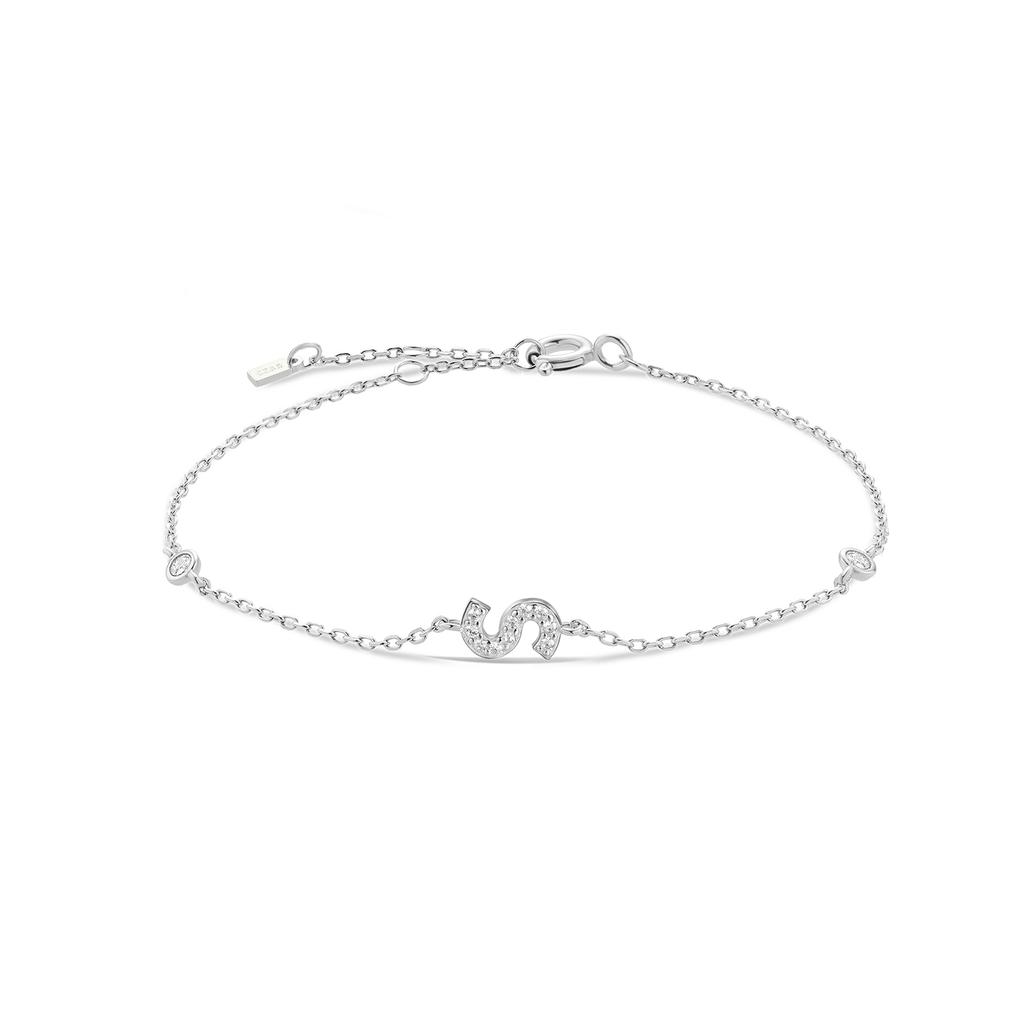 VEWANT 925 Silver Monogram Letter A - Z Initial Charm Bracelet Luxury Wedding Crystal Fine Jewelry Gift