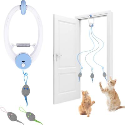 Door Hanging Auto-Rebound Cat Toy Rechargeable Retractable Kitten Teaser with 3 Mice Interactive Cat Toys for Indoor Cats