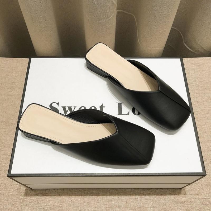 Fashion Hot Selling Square Toe Elegant Flats Women Slippers Designer Casual Soft Mules Shoes 2025 Spring New Trend  Walking Zapatillas