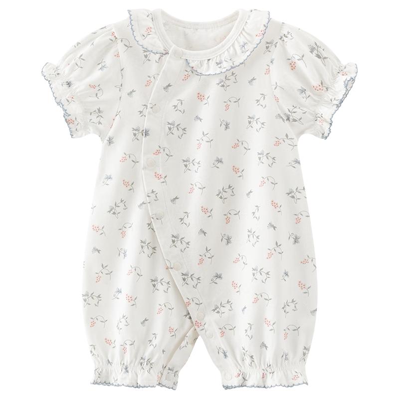 Guaqi Bear Baby Girl Cooling Short Sleeve Romper 73cm