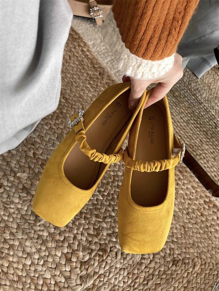 

Женские туфли Мэри Джейн в балетном стиле Wanwanfeng 2025 - Летние на низком каблуке для платьев 36 жёлтый