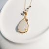 Water Drop Shaped Imitation Hetian Jade Pendant Women'S White Chalcedony Necklace Electroplating