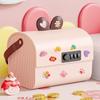 Large Capacity Bunny Ears Storage Box Plastic Material Multi-functional Kids Savings Box Cartoon Design Lockable Feature