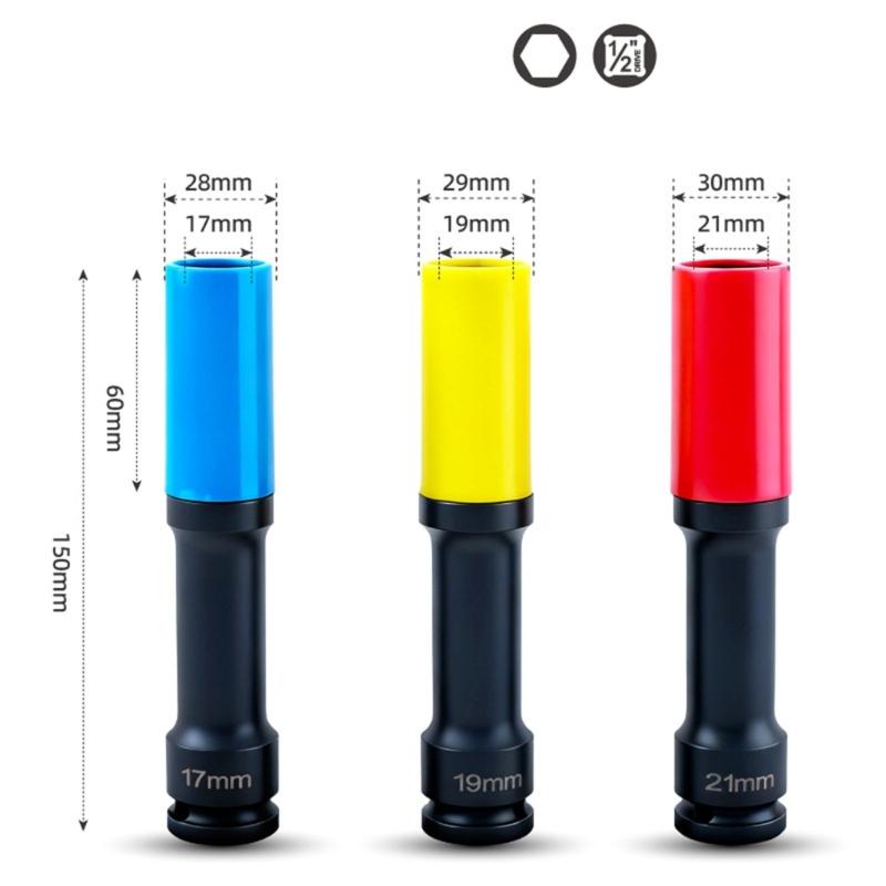 Professional Socket Set 1/2 Inch Drive with Hexagonal Rounded Corner Design for Car Impact Wrenches and Stable Operation