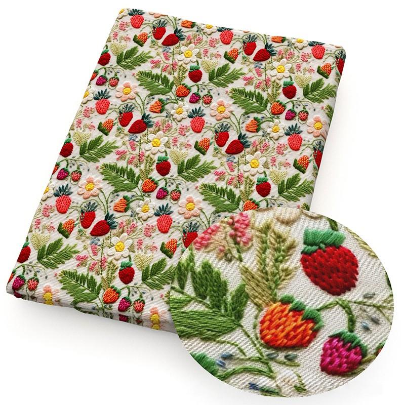 50x145cm Strawberry Flower Printed Material DIY Clothing Fabric Tablecloth Decorative Cloth Wedding Party Dress Clothing Supplie