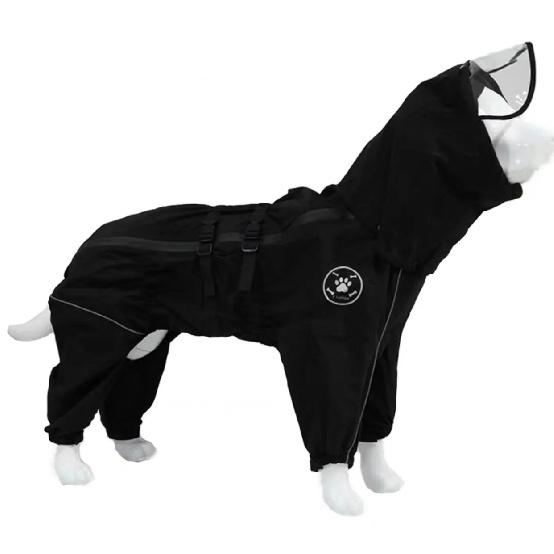Dog Rain Coat Hooded Detachable Dog Raincoat Waterproof Dog Jump Suit Adjustable Dog Rain Jacket Reflective Large Dog Clothes