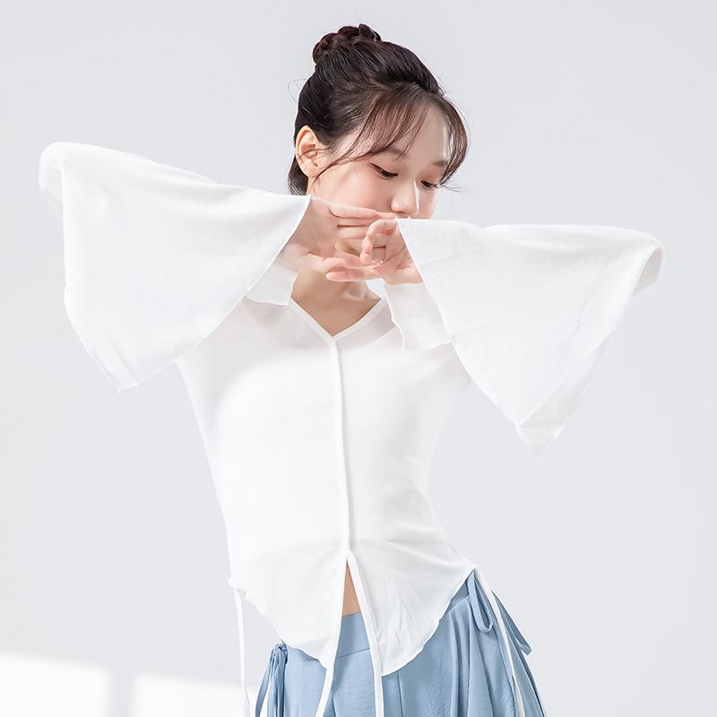 Women s Chinese Classical Dance Costume - Body Shaping Gauze Top for Dance Practice Extra Large
