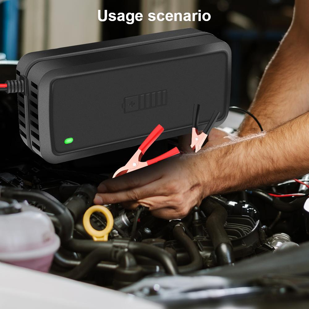 3 Stages Lead Acid AGM GEL Battery-chargers Full Automatic Car Battery Charger Smart Charger 12V 5A Intelligent Fast Power Charging