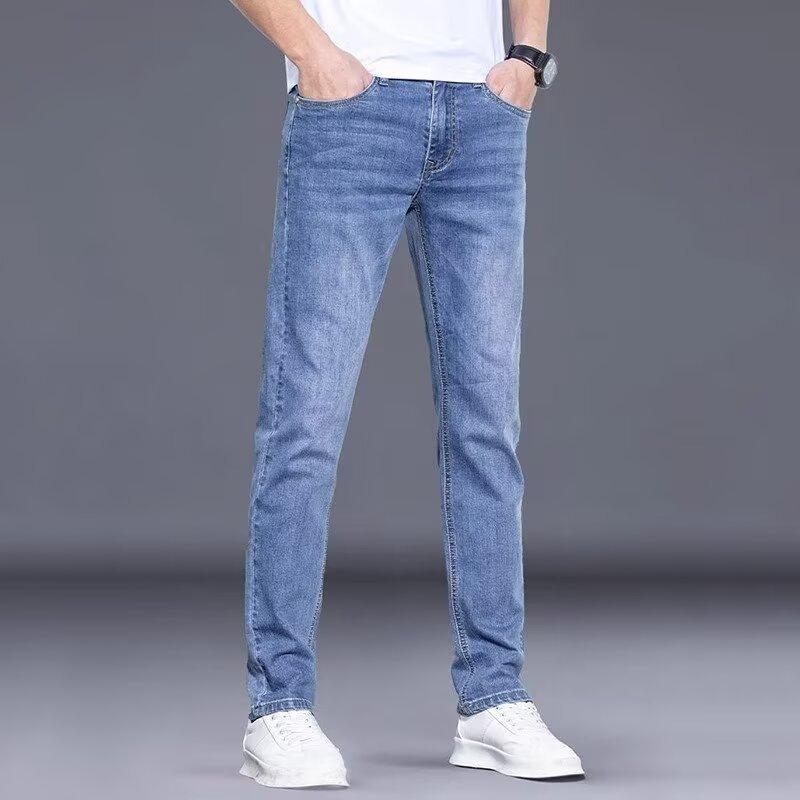 Blue Jeans Men's New Spring, Summer and Autumn Slim-fit Straight Elastic Outer Wear Business Versatile Long Pants